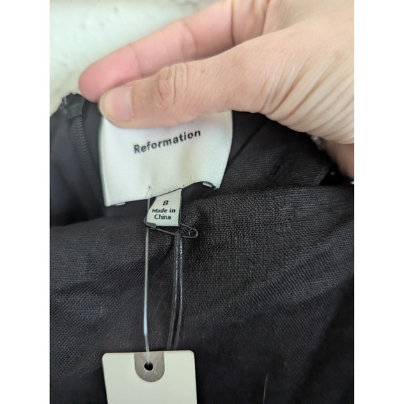 NWT Reformation Clement linen midi dress size 8 black minimalist summer - Picture 9 of 10